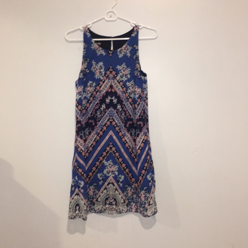 Dark blue floral flow  dress